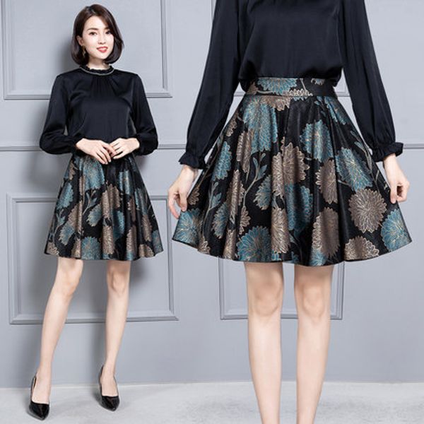 

2019 new fashion genuine sheep real leather skirt k29, Black
