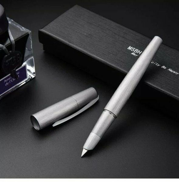 

msbh2000-1 fountain pen fine nib converter pen silver brusehd aluminium