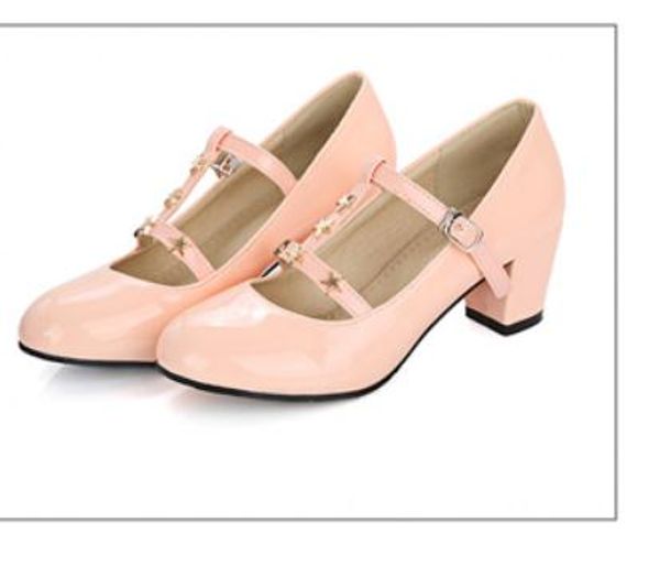 

2018 fashion women's shoes in spring and autumn with new style middle heel coarse heel round head, Black