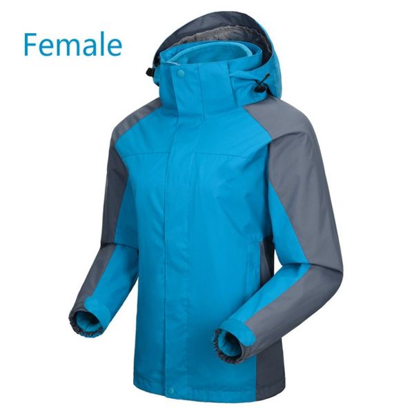 

outdoor windproof waterproof waterproof thermal assault suit men and women two sets of removable inner gallbladder ski climbing, Gray;blue