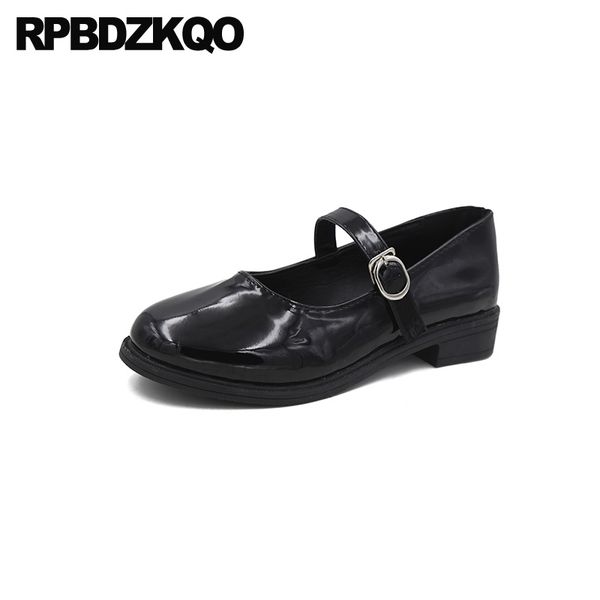 

patent leather mary jane vintage shoes china flats black square toe fitness 2019 women japanese school ladies