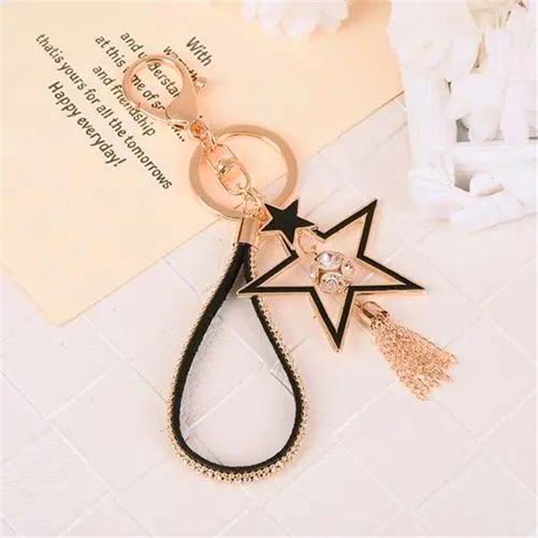 

korean car key chain fine tassel star design four-leaf clover key pendant lovely female bag pendantfob st484, Silver