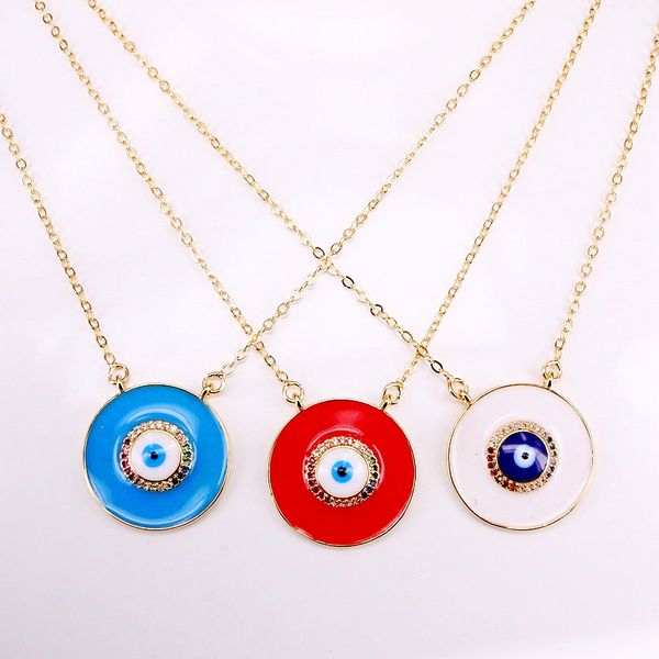 

6pcs, fashion jewelry round eye and enamel pendant necklaces, Silver