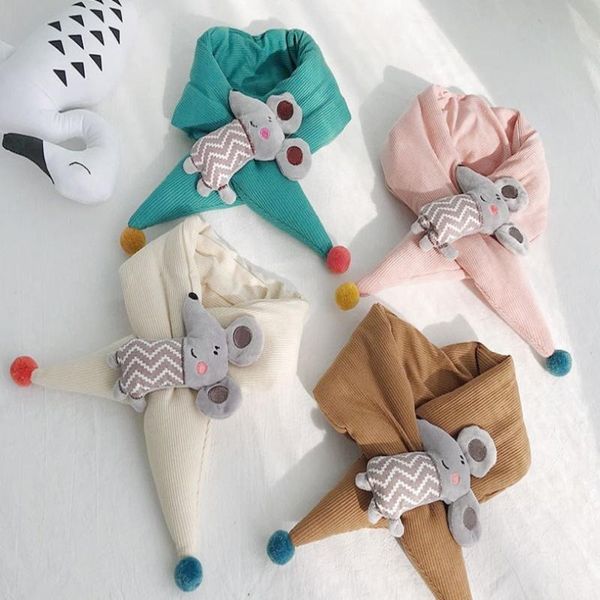 

новые мальчики и девочки теплый воротник милый мышонок шарф сплошной цвет осень зима выйти теплый мягкий шеи теплее детские мультфильм шарф, Blue;gray