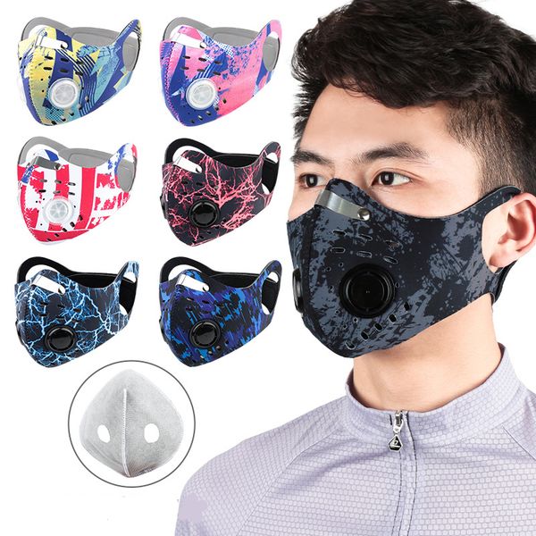

dhl shipping fashion cotton face masks with breath valve pm2.5 mouth mask anti-dust reusable mask with 1 filter in stock x256fz