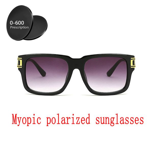 

2019 diopter men women custom made myopia minus prescription polarized lens retro squar esunglasses men driving goggles uv fml, White;black