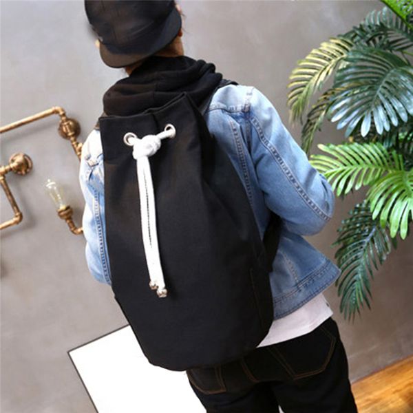 

backpack drawstring bags gym sack mochila knapsack sports pouch casual canvas men soft handle solid silt pocket