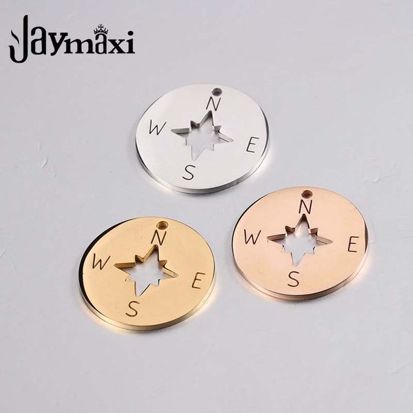 Jaymaxi Kompass Disc Charms Edelstahl Spiegel Poliert DIY Schmuck Halskette Herstellung Gold Farbe Charms 20 Teile/los