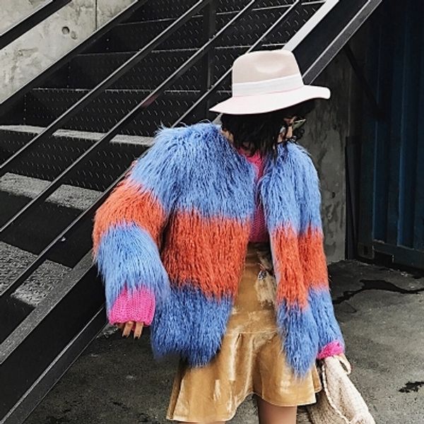 

new style high-end fashion women faux fur coat, Black