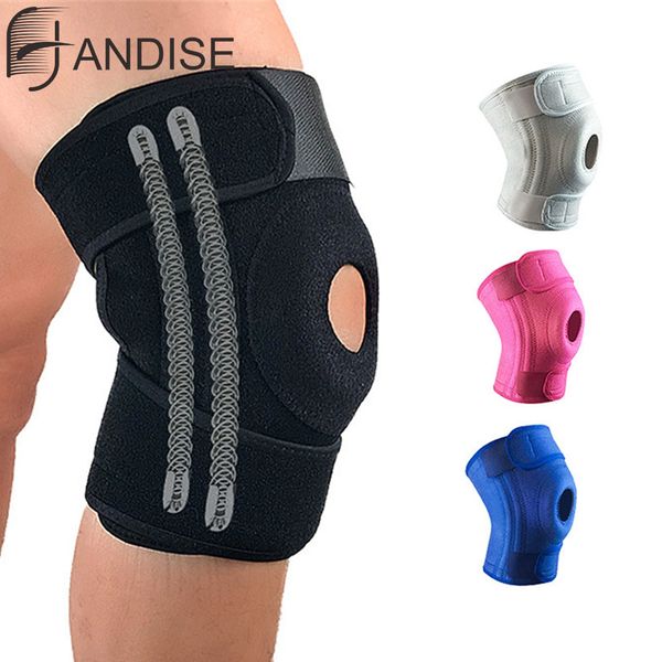 

adjustable breathable knee brace orthopedic stabilizer knee pads support guard with inner flexible hinge sports safety joelheira, Black;gray