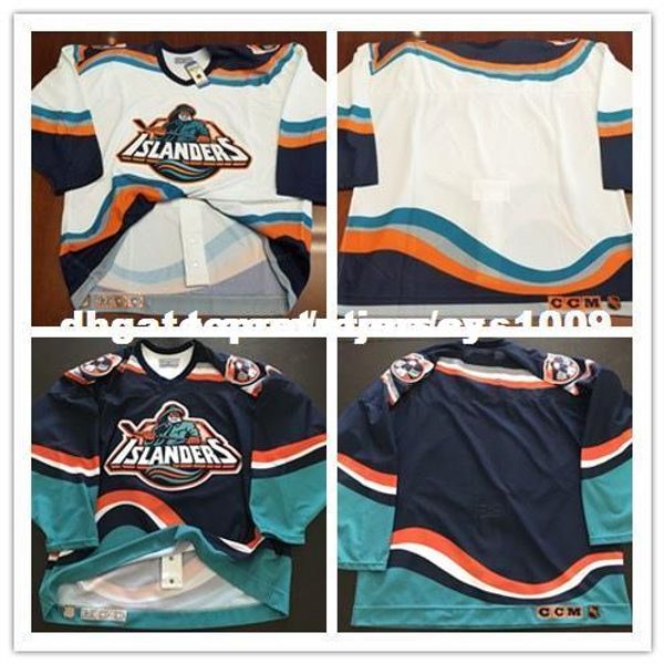 

custom ccm center ice new york islanders alternate fisherman pro white jersey stitched personalize any number name, Black;red