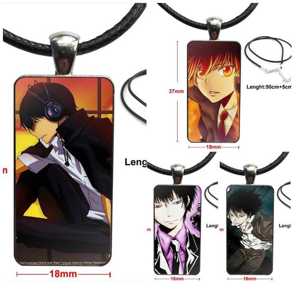 

katekyo hitman reborn fashion glass cabochon pendant necklace women steel color choker rectangle necklace for women party gift, Silver