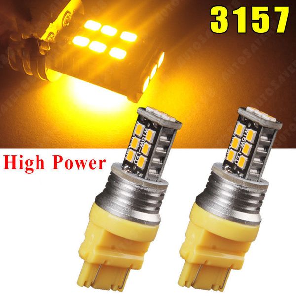 

2x amber/yellow 3157 3156 t25 15w 15 smd high power led rear turn parking light 3157a brake bulb lamp