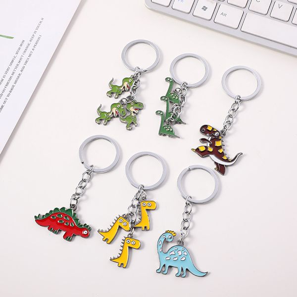 

metal animal key chain dinosaur keychain creative cartoon key ring jewelry for children birthday gift, Silver