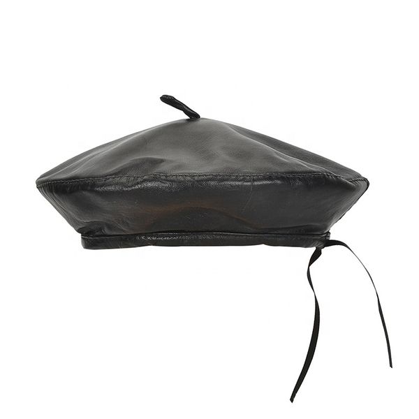

black sheep leather french beret cap