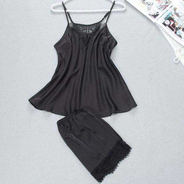 

women ladies lace satin silk pajamas set camis lingerie shorts pyjamas sleepwear nightdress nightwear pjs pijama sets, Blue;gray