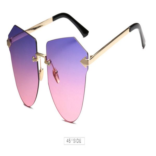 

arrow frameless gold sunglasses little red book celebrity style anti-blueray glasses frame metal arrow fashion retro round sunglasses 9joab, White;black