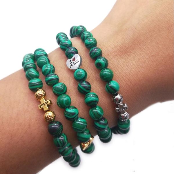 

qigo double layers glass beads strand bracelet metal cross heart stretch bracelet bangles, Black