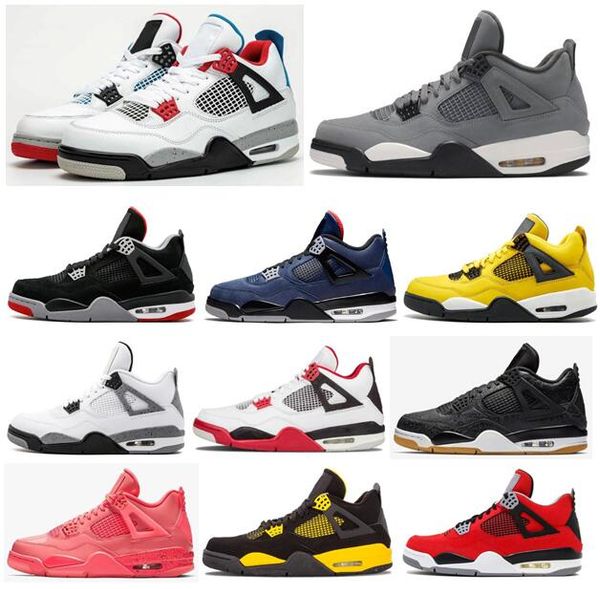 

4 black cat cool grey what the loyal blue men basketball shoes 4s bred punch lightning thunder sneakers with box