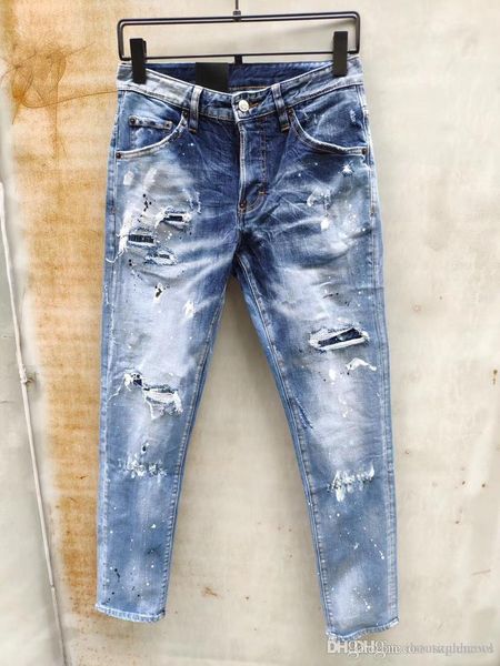 

mens designer pants new style casual skinny sweatpants mens designer ripped jeans mid-waistline pants mens jeans, Blue