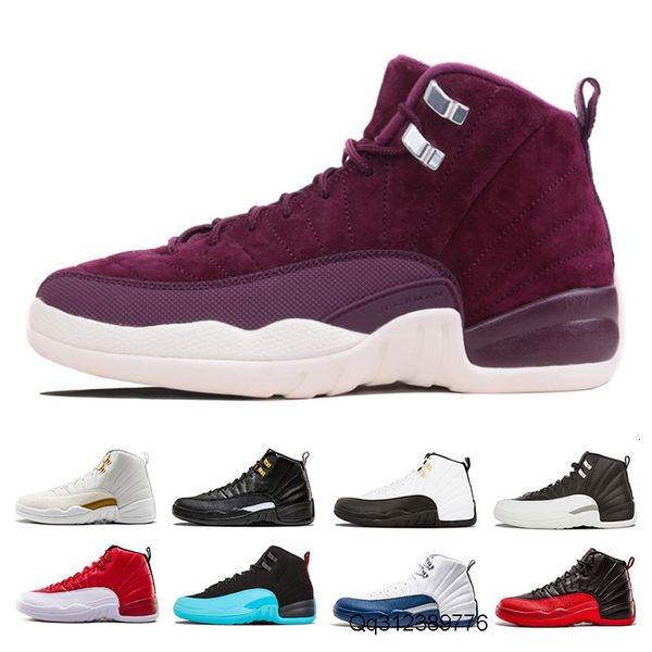 

new 12 men basketball shoes sneakers black white gym red bordeaux taxi the master playoffs flu game gamma blue 12s mens sports shoes