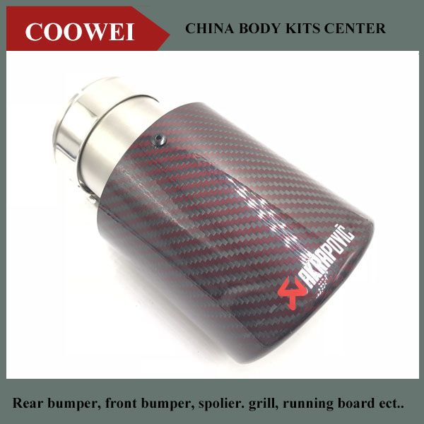 

one pcs akrapovic exhaust tip 63mm inlet (101mm outlet) glossy red carbon fiber exhaust tip muffler