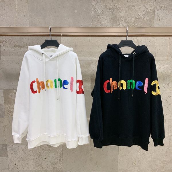 

new luxurious brands design sequin multicolor letters print sweater pullover men women outdoor streetwear sweatshirt hoodies, Blue;black