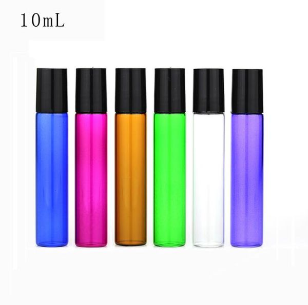 10ml vazio vidro Roll On Blue Bottle Green Rose Red garrafas de rolos para os óleos essenciais, Aromaterapia, Perfumes e Lip Balms SN704