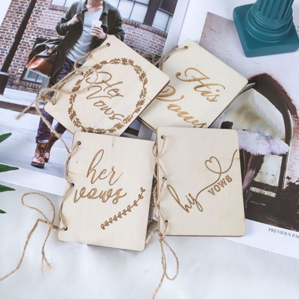 

2pcs/pack creative his and her vow books kraft paper brown sturdy booklet vow notebook for gift journal engagement wedding1