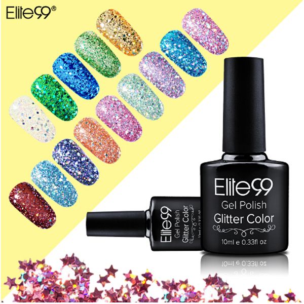 

10ml semi-permanent bling glitter uv nail polish sequins gel nail manicure soak off gel polish need uv led lamp curing, Red;pink