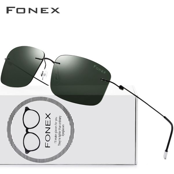 

fonex титановый сплав солнцезащитные очки без оправы поляризованные мужские квадратные легкие солнцезащитные очки для женщин безвинтовые очк, White;black