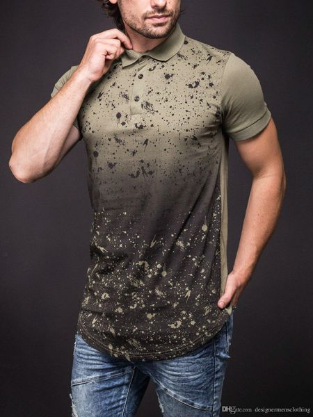 

mens 19ss stylish designer polos 3d printed longline curved polos shirts short sleeved long tees, White;black