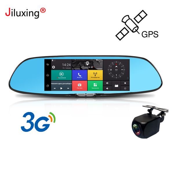 

jiluxing d02s 3g dash cam 1080p gps navigation car camera rearview mirror 7" touch screen car dvr android 5.0 bluetooth wifi