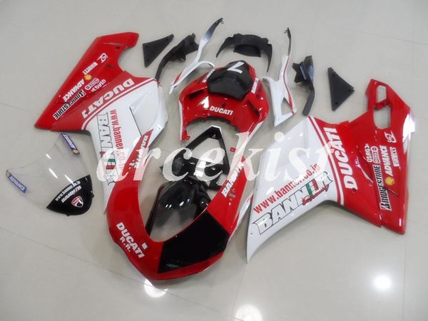 

new abs injection full fairings set fit for ducati 848 evo 1098 1198 1198s 2007 2008 2009 2010 2011 2012 body set custom red white flash