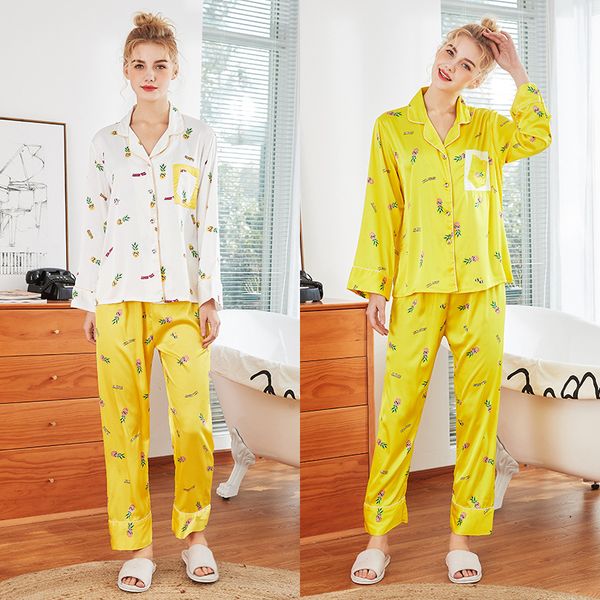 

2019 new female sleep shirt pajamas suit long sleeve home clothing babydoll faux silk lingerie elegant flower underwear, Blue;gray