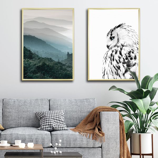 

forest landscape posters prints owl poster scandinavian wall art nature canvas painting modern wall pictures for living room