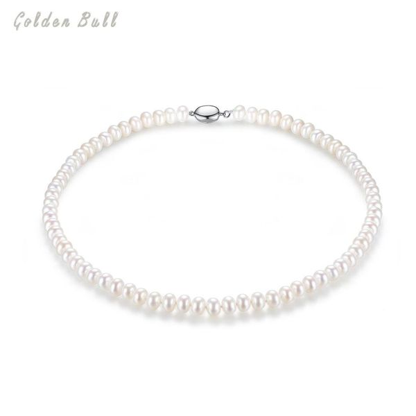 

gb 2019 новый женский полный перл колье колье классический s925 стерлингового серебра жемчужные пряжки 8-9 мм натуральные пресноводные бусы, Silver