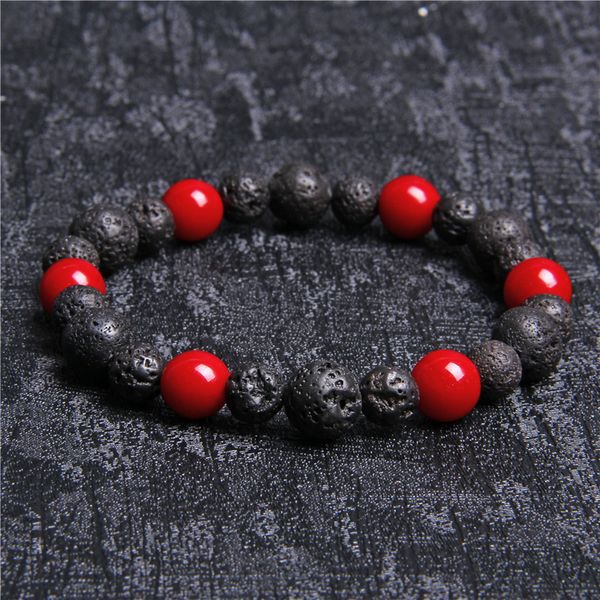 

black lava natural stone beads bracelets for women volcanic rock coral bead strand bracelet men jewelry gifts pulseras