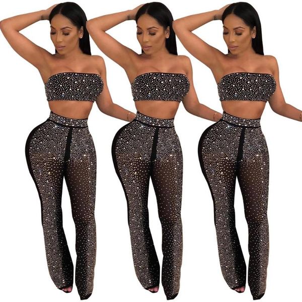 

sequin crop charming slim two piece set bodycon long pencil pants chic streetwear lady clothes set f377, White