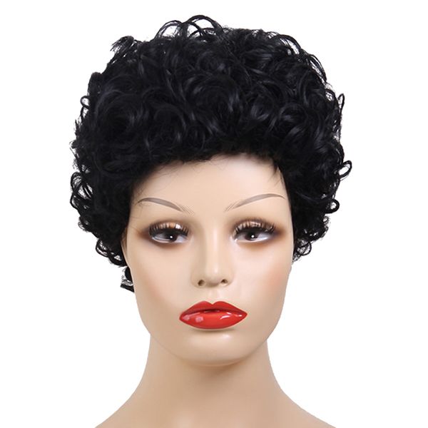 

natural looking real human hair women afro curly wig short wigs cosplay black