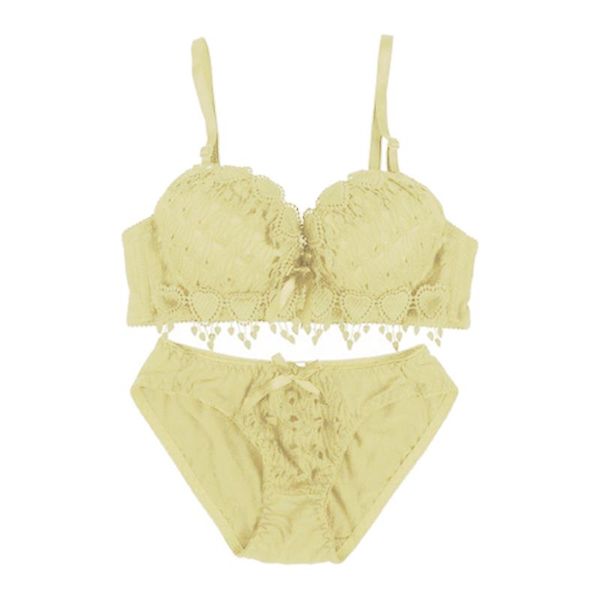 

women's push up bra panty set lace embroidery lingerie bra yellow, Red;black