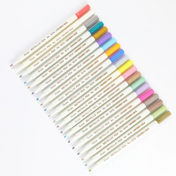 

10 colors metallic micron pen detailed marking metal marker for album black paper drawing school art supplies white paint pens