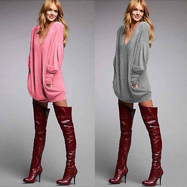 

2016 women's fashion loose cotton v-neck long sleeve dress casual dress women cotton clothes, Black;gray