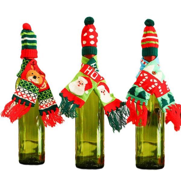 

ty new christmas wine bottle cover wrap scarf xmas dinner party table decor christmas decorations gift desktop