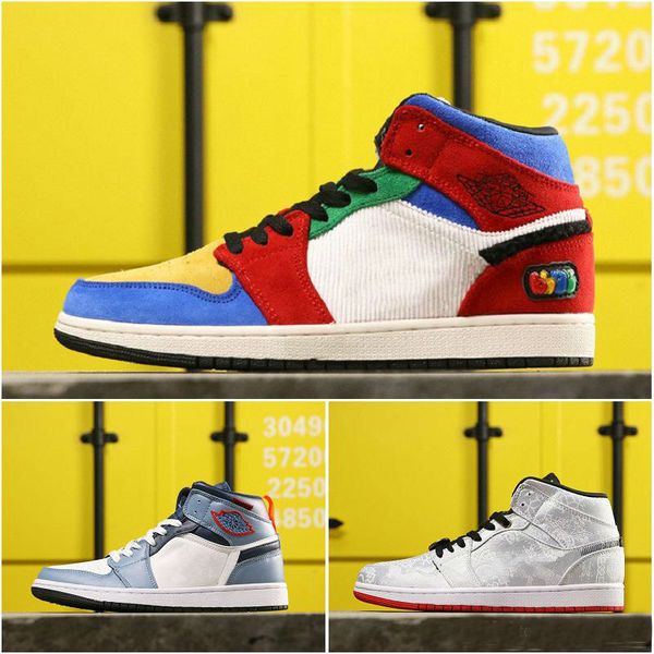 

2020 new blue the great x 1 clot basketball shoes mid facetasm fearless women mens designer sport sneakers des chaussures 1s zapatos 36-45, White;red