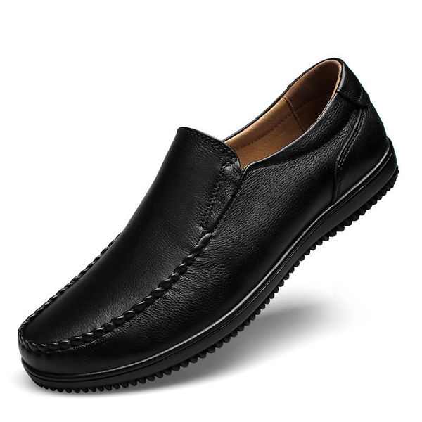 

2019 man leisure time leather shoes set foot cowhide business affairs male shoe will, Black