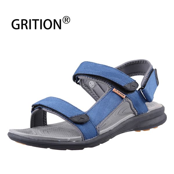 

grition men sandals outdoor beach summer shoes flat lightweight casual leather sandals male breathable 2019 new hiking shoes, Black
