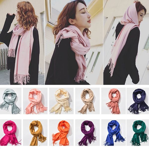 

fringed cashmere scarf long ladies warm solid color changeable shawl wrap neckerchief blankets party favor for christmas fa3179
