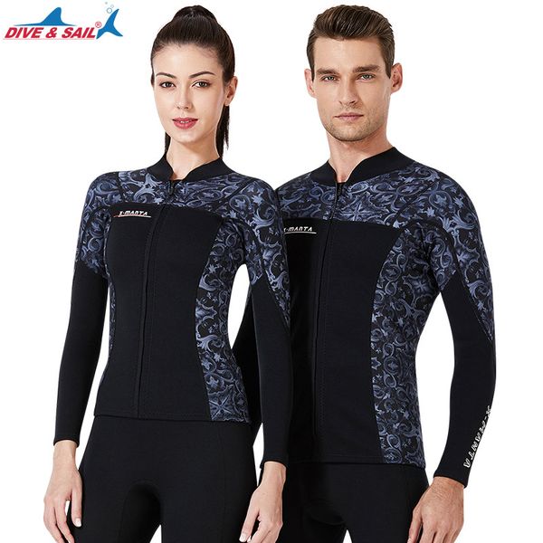 

dive&sail men's 1.5mm diving wetsuit jackets long sleeve diving suit scuba surfing snorkeling wetsuits separate swimsuit shirt