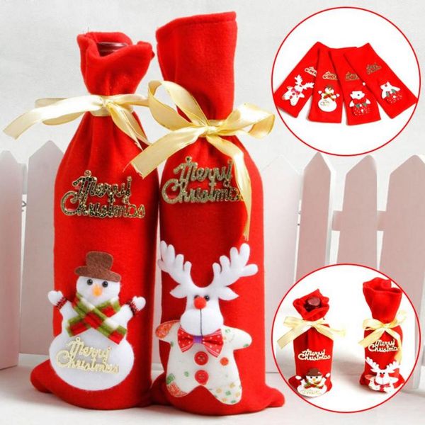 

2019 new christmas wine bottle decor santa claus snowman deer christmas bottle cover clothes gift bag santa claus ornaments